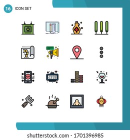 User Interface Pack of 16 Basic Flat Color Filled Lines of laboratory; tree; beverage; nature; leaf Editable Creative Vector Design Elements