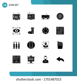 User Interface Pack of 16 Basic Solid Glyphs of statistics; globe; designer; global; management Editable Vector Design Elements