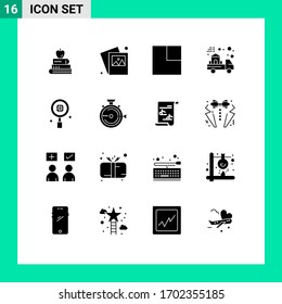 User Interface Pack of 16 Basic Solid Glyphs of launch; research; layout; business; home Editable Vector Design Elements