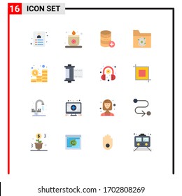 User Interface Pack mit 16 einfachen, flachen Farben des Geldes; Haushalt; Verkauf; Raum; Ordner Editable Pack von Design-Elementen für kreative Vektorillustration