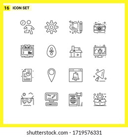 User Interface Pack of 16 Basic Outlines of learning; photography; user; photo; wedding Editable Vector Design Elements