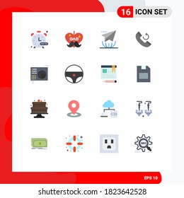 User Interface Pack of 16 Basic Flat Colors of music; disc; email; callback; call Editable Pack of Creative Vector Design Elements