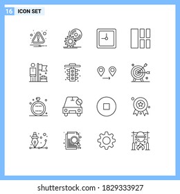 User Interface Pack of 16 Basic Outlines of achieve; layout; dvd; interface; collage Editable Vector Design Elements