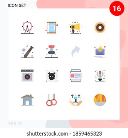 User Interface Pack of 16 Basic Flat Colors of game; ball; notification; sweets; donut Editable Pack of Creative Vector Design Elements