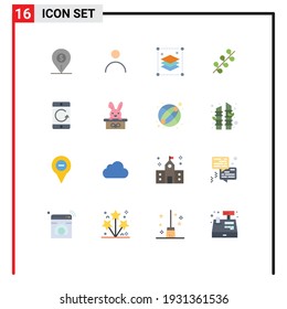User Interface Pack of 16 Basic Flat Colors of spring; easter; profile; catkin; layers Editable Pack of Creative Vector Design Elements