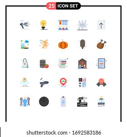 User Interface Pack of 25 Basic Flat Colors of upload; document; product; spider; halloween Editable Vector Design Elements