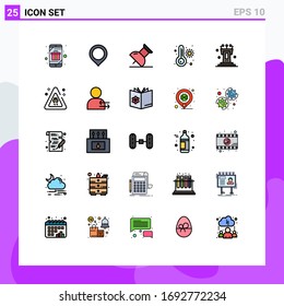 User Interface Pack of 25 Basic Filled line Flat Colors of tribune; podium; mark; pedestal; temperature Editable Vector Design Elements