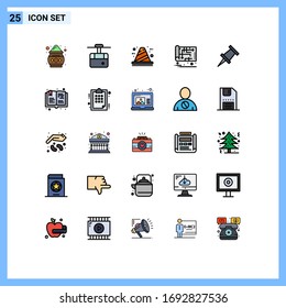 User Interface Pack of 25 Basic Filled line Flat Colors of plan; house; architecture; home; development Editable Vector Design Elements