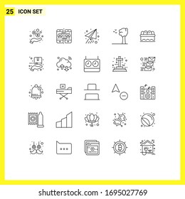 User Interface Pack of 25 Basic Lines of box; egg; paper plane; easter; nature Editable Vector Design Elements