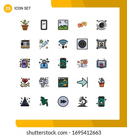 Paquete de interfaz de usuario de 25 colores planos de línea rellena básicos; mensaje; galería; popup; elementos de diseño de vectores editables de chat