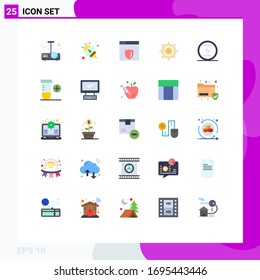 User Interface Pack of 25 Basic Flat Colors of social; power; security; messenger; weather Editable Vector Design Elements