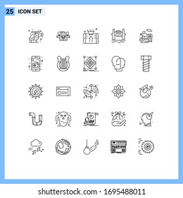 User Interface Pack of 25 Basic Lines of sydney; citysets; mobile; bridge; smartphone Editable Vector Design Elements
