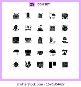 User Interface Pack of 25 Basic Solid Glyphs of pen; management; oil; case; bag Editable Vector Design Elements