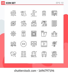 User Interface Pack of 25 Basic Lines of advertising; money; direction; dollar; expense Editable Vector Design Elements