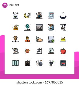 User Interface Pack of 25 Basic Filled line Flat Colors of media; newsletter; weather; news; global Editable Vector Design Elements