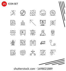 User Interface Pack of 25 Basic Lines of hardware; devices; vinyl; computers; thanksgiving Editable Vector Design Elements