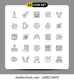 User Interface Pack of 25 Basic Lines of canada; alpine; sand castle; map pin; map Editable Vector Design Elements
