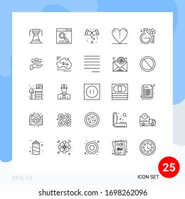 User Interface Pack von 25 Basic Lines of Chemistry; Liebe; Seite; Herz; Layoutelemente für bearbeitbare Vektorillustrationen