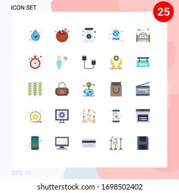 User Interface Pack of 25 Basic Flat Colors of summer; diving pass; juice; diving instructor; pill Editable Vector Design Elements