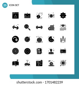 User Interface Pack of 25 Basic Solid Glyphs of emojis; cookie; competition; restaurant; food Editable Vector Design Elements