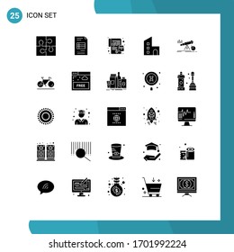 User Interface Pack of 25 Basic Solid Glyphs of property; estate; business; building; online order Editable Vector Design Elements