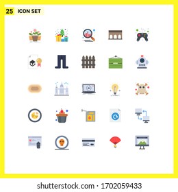 User Interface Pack of 25 Basic Flat Colors of control; historic; present; columns; arch Editable Vector Design Elements