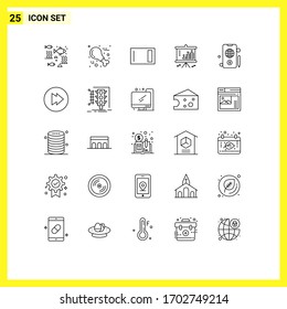 User Interface Pack of 25 Basic Lines of graph; chart; turkey; analysis; home Editable Vector Design Elements