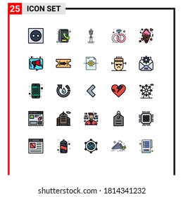 User Interface Pack of 25 Basic Filled line Flat Colors of date; present; australia; diamond; tower Editable Vector Design Elements