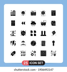 User Interface Pack of 25 Basic Solid Glyphs of study; book; plan; web; net Editable Vector Design Elements