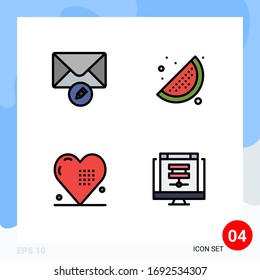 User Interface Pack of 4 Basic Filledline Flat Colors of mail; holiday; summer; celebration; cloud Editable Vector Design Elements