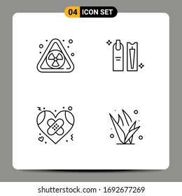 User Interface Pack of 4 Basic Filledline Flat Colors of nuclear; broken; beauty; hygiene; heart Editable Vector Design Elements