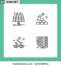 User Interface Pack of 4 Basic Filledline Flat Colors of solar; animal; technology; gold; duck Editable Vector Design Elements