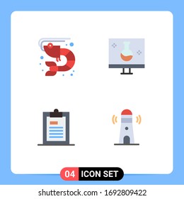 User Interface Pack of 4 Basic Flat Icons of fish; clipboard; sea food; eco testing; file Editable Vector Design Elements