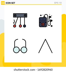 User Interface Pack of 4 Basic Filledline Flat Colors of movement; arrow; hobbies; glasses; up Editable Vector Design Elements