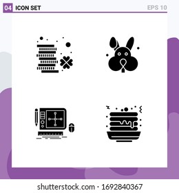 User Interface Pack of 4 Basic Solid Glyphs of coin; graphic; money; easter; software Editable Vector Design Elements