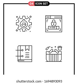 User Interface Pack of 4 Basic Filledline Flat Colors of experiment; favorite; research; lock; page Editable Vector Design Elements