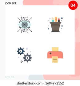 User Interface Pack of 4 Basic Flat Icons of ar; pot; eye; pen; business Editable Vector Design Elements