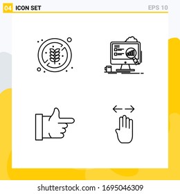 User Interface Pack of 4 Basic Filledline Flat Colors of no diet; like; rice; presentation; vote Editable Vector Design Elements