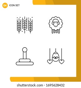 User Interface Pack of 4 Basic Filledline Flat Colors of agriculture; gear; gluten; lamb; egg Editable Vector Design Elements