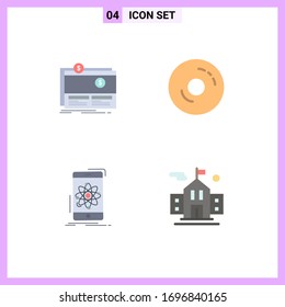 User Interface Pack of 4 Basic Flat Icons of crowdfunding; sweet; platform; cafe; information Editable Vector Design Elements