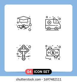 User Interface Pack of 4 Basic Filledline Flat Colors of degree; patrick; ambulance; cross; circulation Editable Vector Design Elements