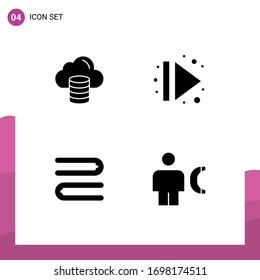 User Interface Pack of 4 Basic Solid Glyphs of cloud; cleaning; dollar; multimedia; avatar Editable Vector Design Elements