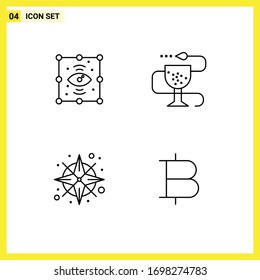 User Interface Pack of 4 Basic Filledline Flat Colors of creative; compass; view; health; navigation Editable Vector Design Elements