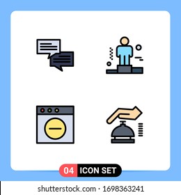 User Interface Pack of 4 Basic Filledline Flat Colors of chat; mac; business; explanation; alarm Editable Vector Design Elements