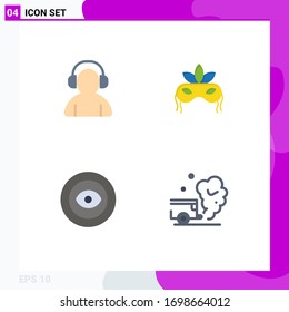 User Interface Pack of 4 Basic Flat Icons of avatar; award; headphone; venetian; wreath Editable Vector Design Elements