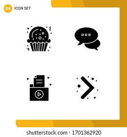 User Interface Pack of 4 Basic Solid Glyphs of christmas; folder; bubble; chatting; record Editable Vector Design Elements