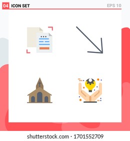 User Interface Pack of 4 Basic Flat Icons of content; celebration; document; right; cross Editable Vector Design Elements