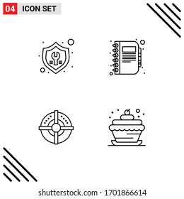 User Interface Pack of 4 Basic Filledline Flat Colors of fix; note; repair; business; arrow Editable Vector Design Elements