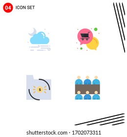 User Interface Pack of 4 Basic Flat Icons of wind; bank; weather; offer; business Editable Vector Design Elements