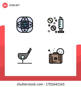 User Interface Pack of 4 Basic Filledline Flat Colors of artificial; aim; global; drugs; club Editable Vector Design Elements